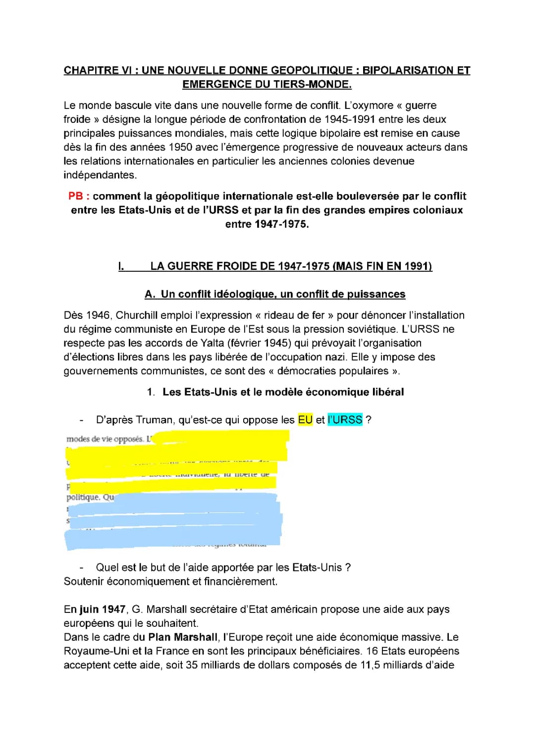 Bipolarisation et Émergence du Tiers-Monde : Fiche de Révision et Problématiques