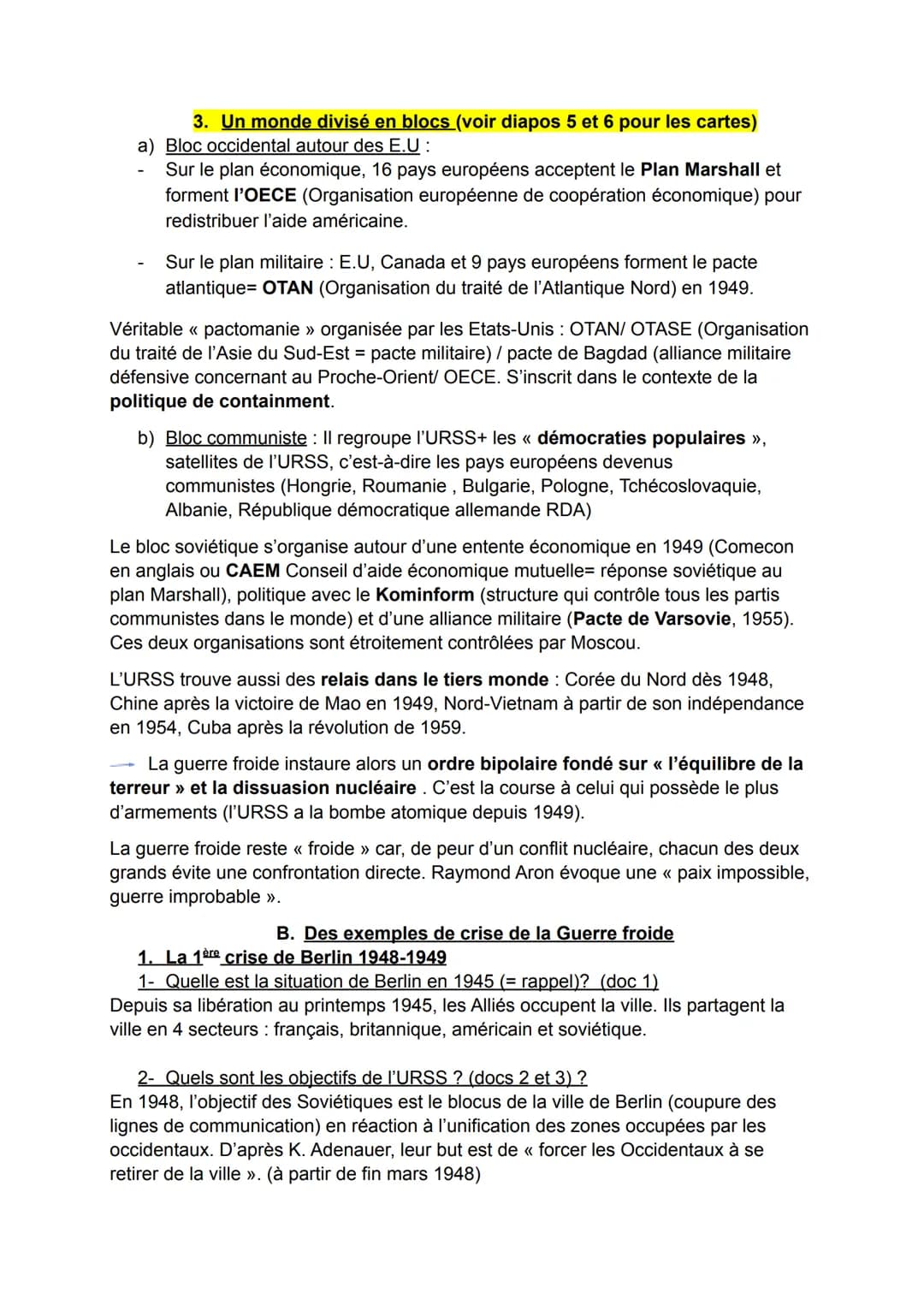 CHAPITRE VI: UNE NOUVELLE DONNE GEOPOLITIQUE : BIPOLARISATION ET
EMERGENCE DU TIERS-MONDE.
Le monde bascule vite dans une nouvelle forme de 