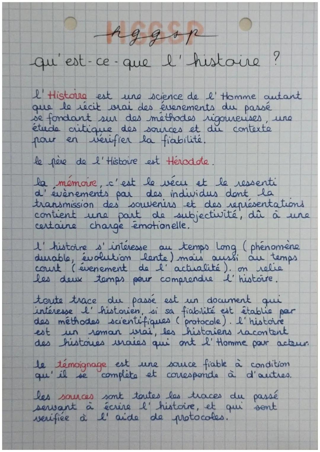 hg gop
qu'est-ce-que l'histoire ?
I' Histoire est une science de l'Homme autant
que le récit vrai des évenements du passé
se fondant sur des