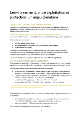 Know L'environnement, entre exploitation et protection : un enjeu planétaire thumbnail