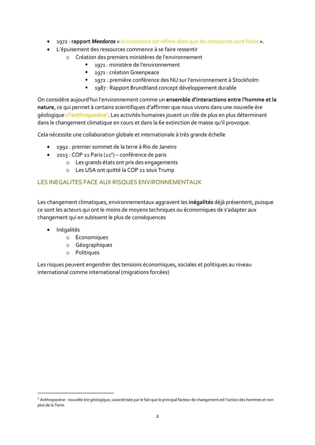 L'environnement, entre exploitation et
protection : un enjeu planétaire
Introduction : Qu'est-ce que l'environnement ?
Les questions environ