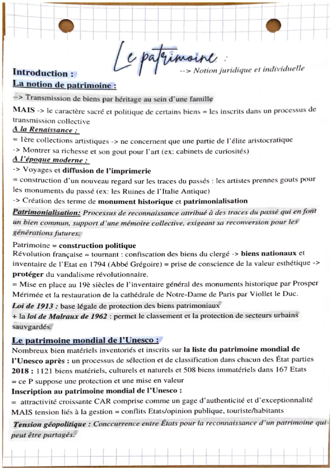 Le patrimoine...
--> Notion juridique et individuelle
Introduction:
La notion de patrimoine :
Transmission de biens par héritage au sein d'u