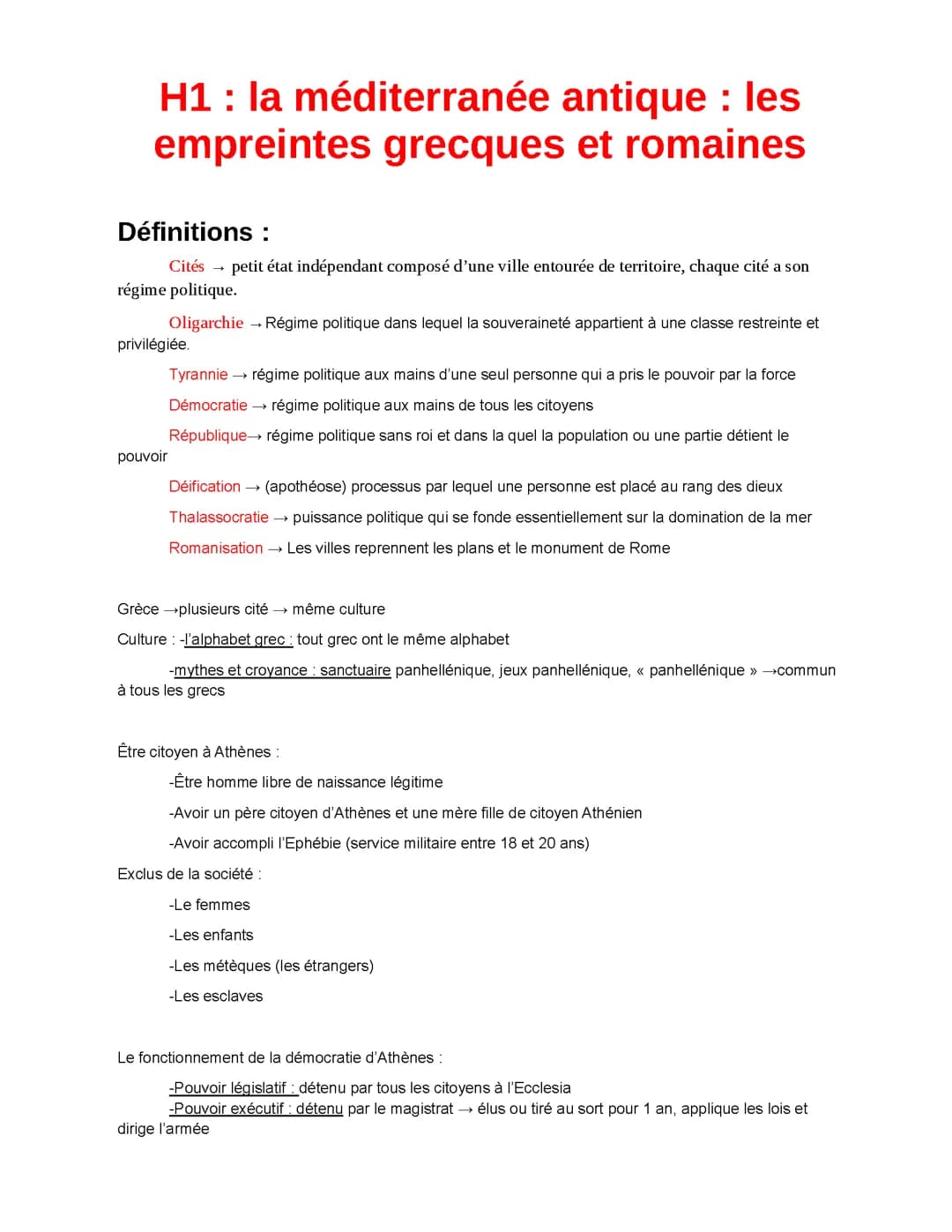 H1 la méditéranée antique les empreintes greques et romaines