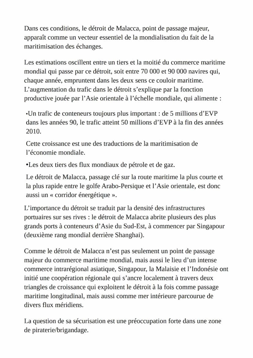 Mers et océans: au cœur de la mondialisation
Le détroit de Malacca, un point de passage majeur et stratégique
Par sa nature même de détroit,