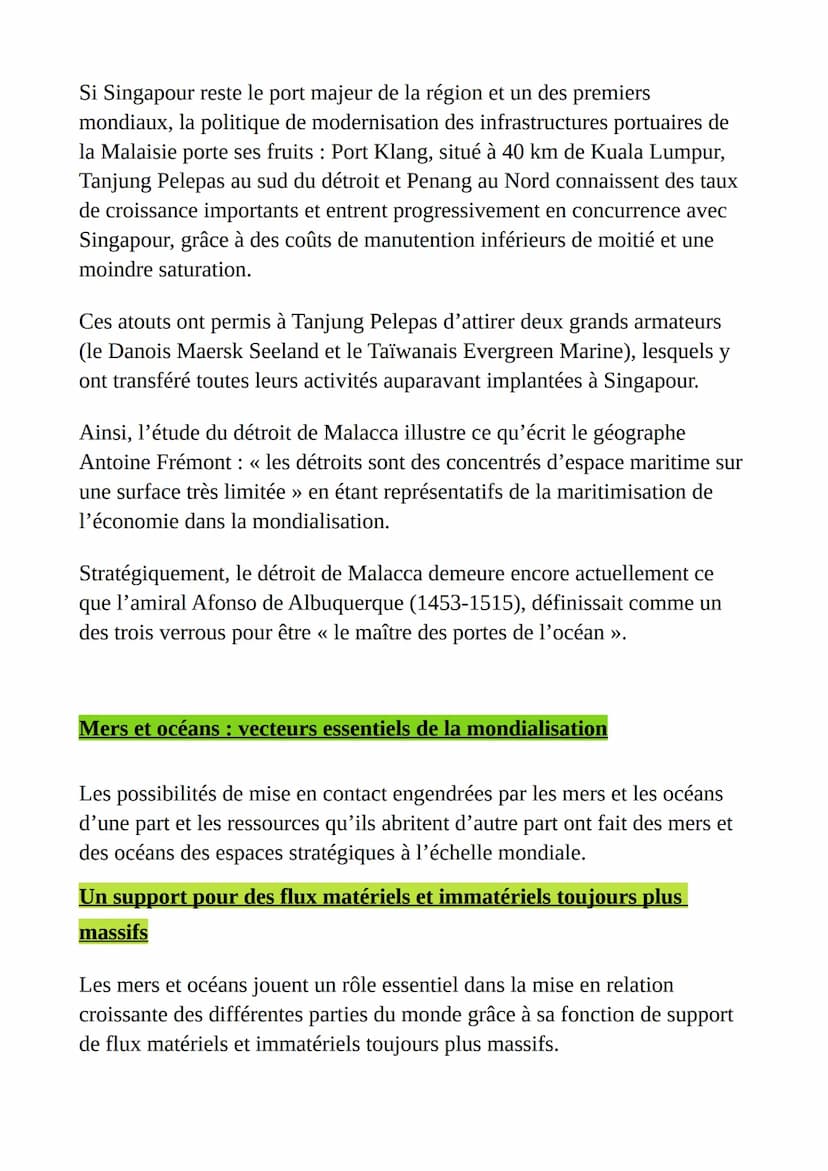 Mers et océans: au cœur de la mondialisation
Le détroit de Malacca, un point de passage majeur et stratégique
Par sa nature même de détroit,
