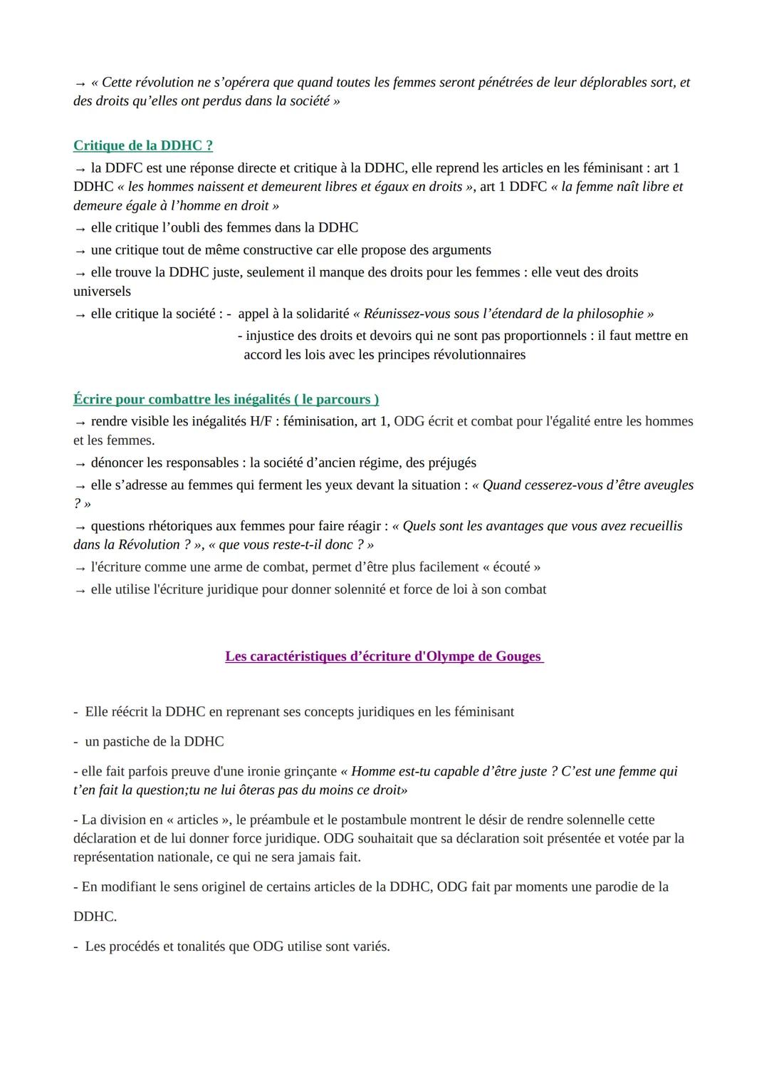 PARCOURS 1 - ÉCRIRE ET COMBATTRE POUR L'ÉGALITÉ
ŒUVRE: La déclaration des droits de la femme et la citoyenne, Olympe de Gouges
MOUVEMENT: la