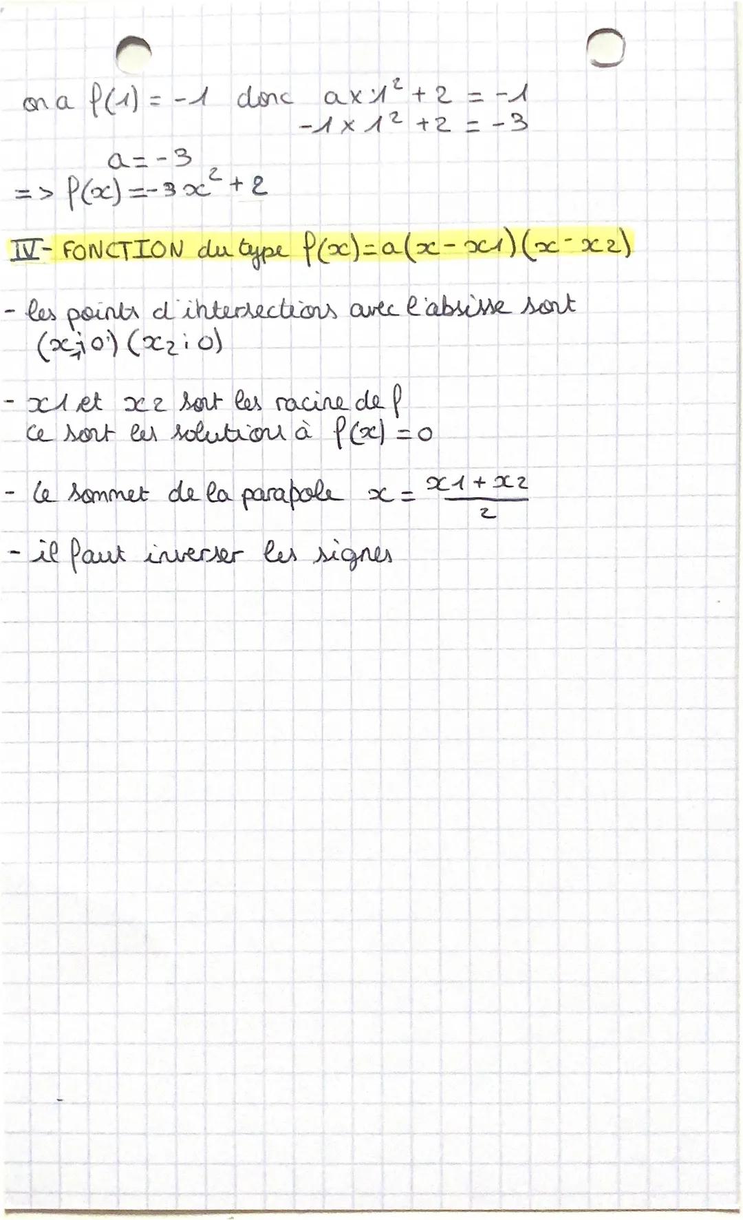 # MATH chap 4
> Fonctions polynomes

I-FONCTION 2°

- de la forme f(x) = ax² + bx + c
- sa courbe est une parabole

> tournée vers le haut =