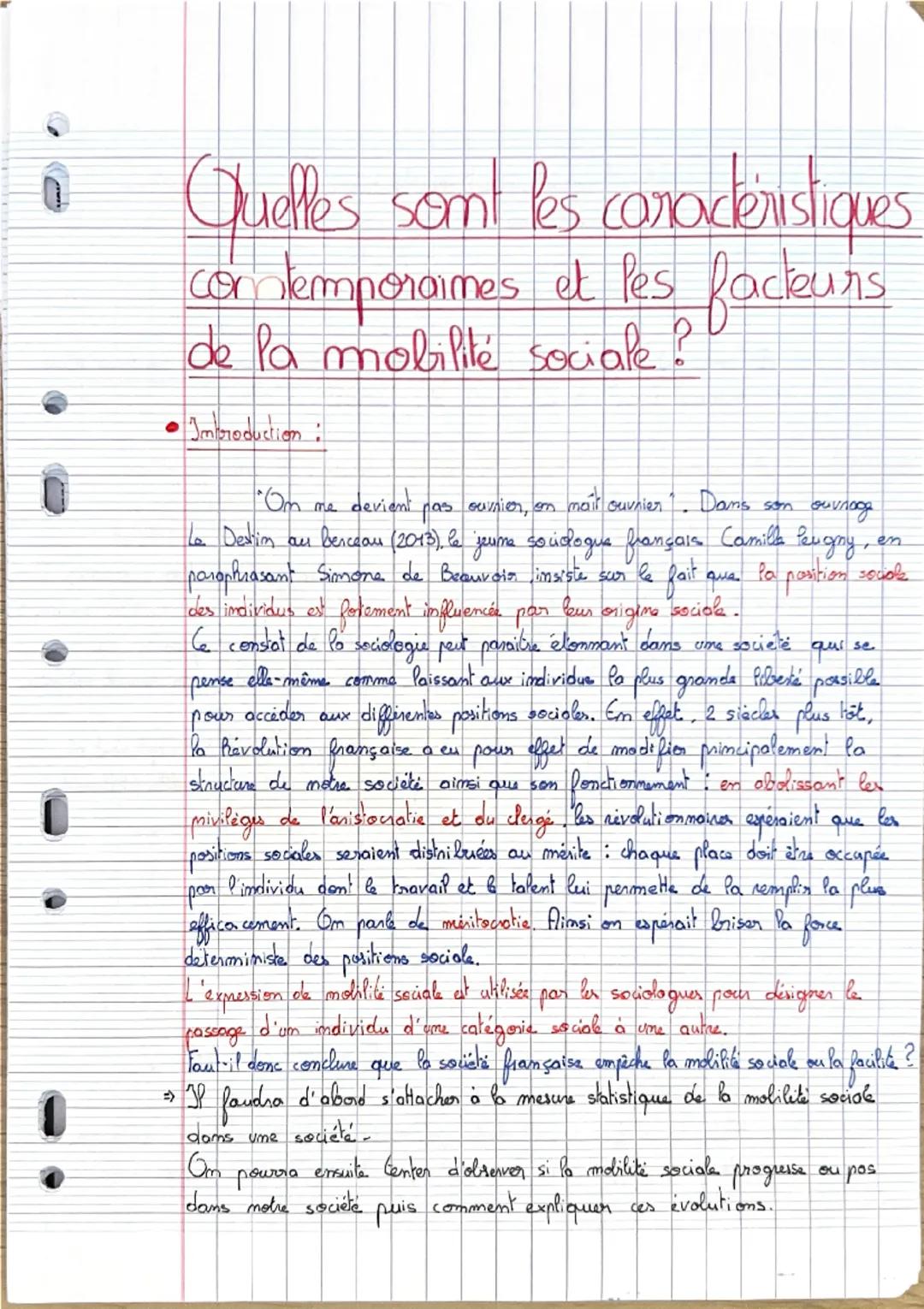 SES : Quelles sont les caractéristiques contemporaines et les facteurs de la mobilité sociale? cours