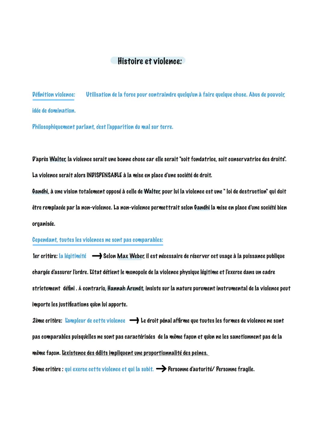 Histoire et violence:
Définition violence: Utilisation de la force pour contraindre quelqu'un à faire quelque chose. Abus de pouvoir,
idée d