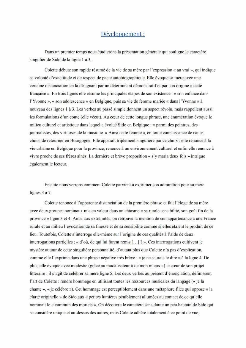 Texte Bac N° 4 : Sido et Les vrilles de la vigne, de Colette, le
portrait de Sido, 1930, p. 61-62.
Séquence 2: le romain et récit.
Support: 