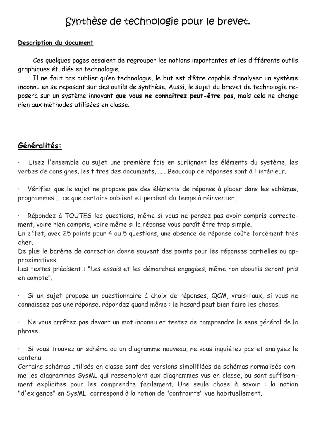 Exercices et Cours sur le Cycle de Vie d'un Objet Technique pour la Technologie 3ème et 5ème