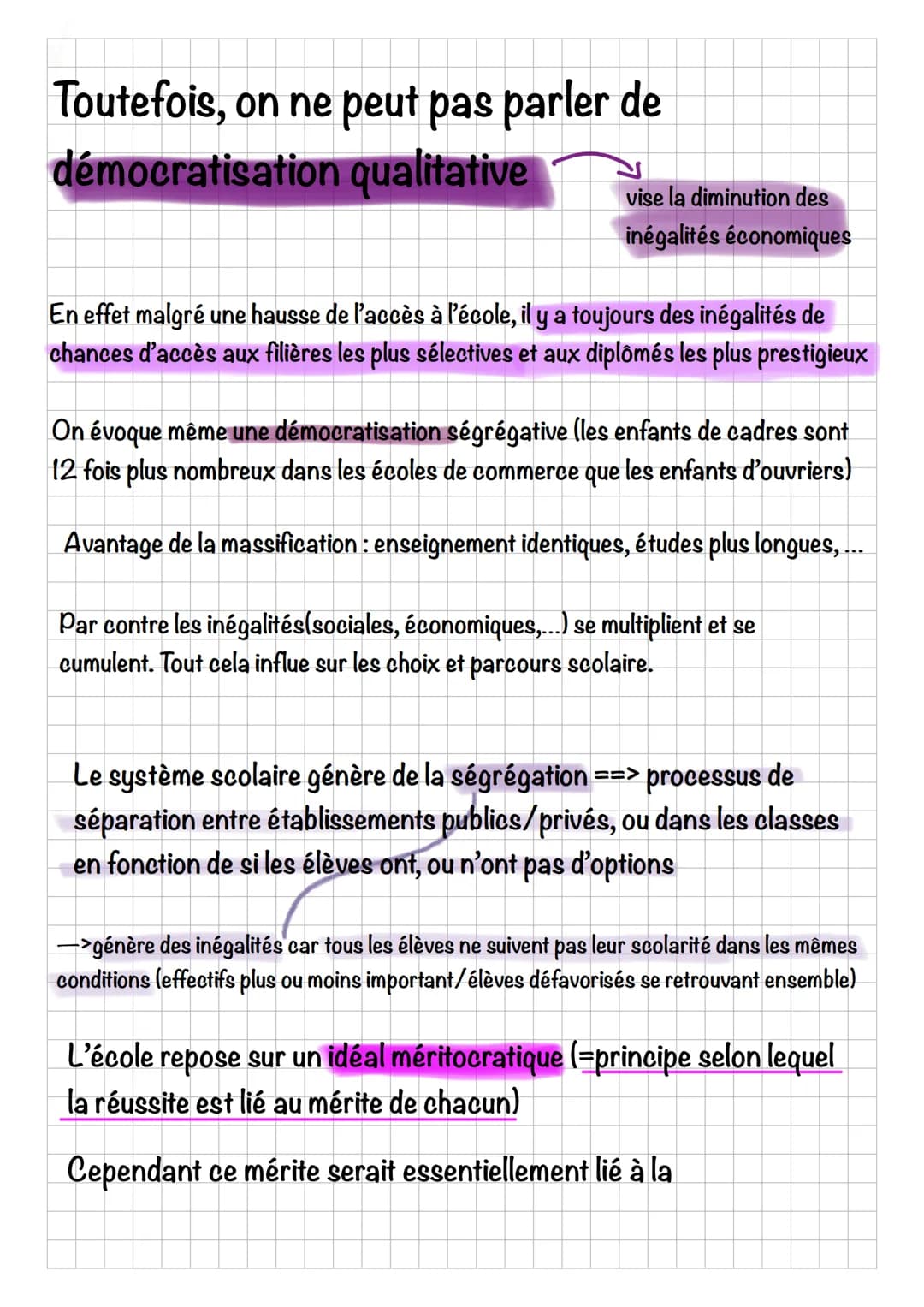 QUELLE EST L'ACTION
DE L'ECOLE SUR LES
DESTINS INDIVIDUELS ET
SUR L'EVOLUTION
LA SOCIETE
DE
L'école publique
-> non payante (accès au plus g
