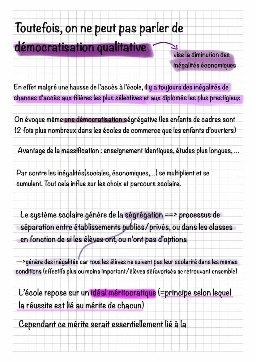 QUELLE EST L'ACTION
DE L'ECOLE SUR LES
DESTINS INDIVIDUELS ET
SUR L'EVOLUTION
LA SOCIETE
DE
L'école publique
-> non payante (accès au plus g