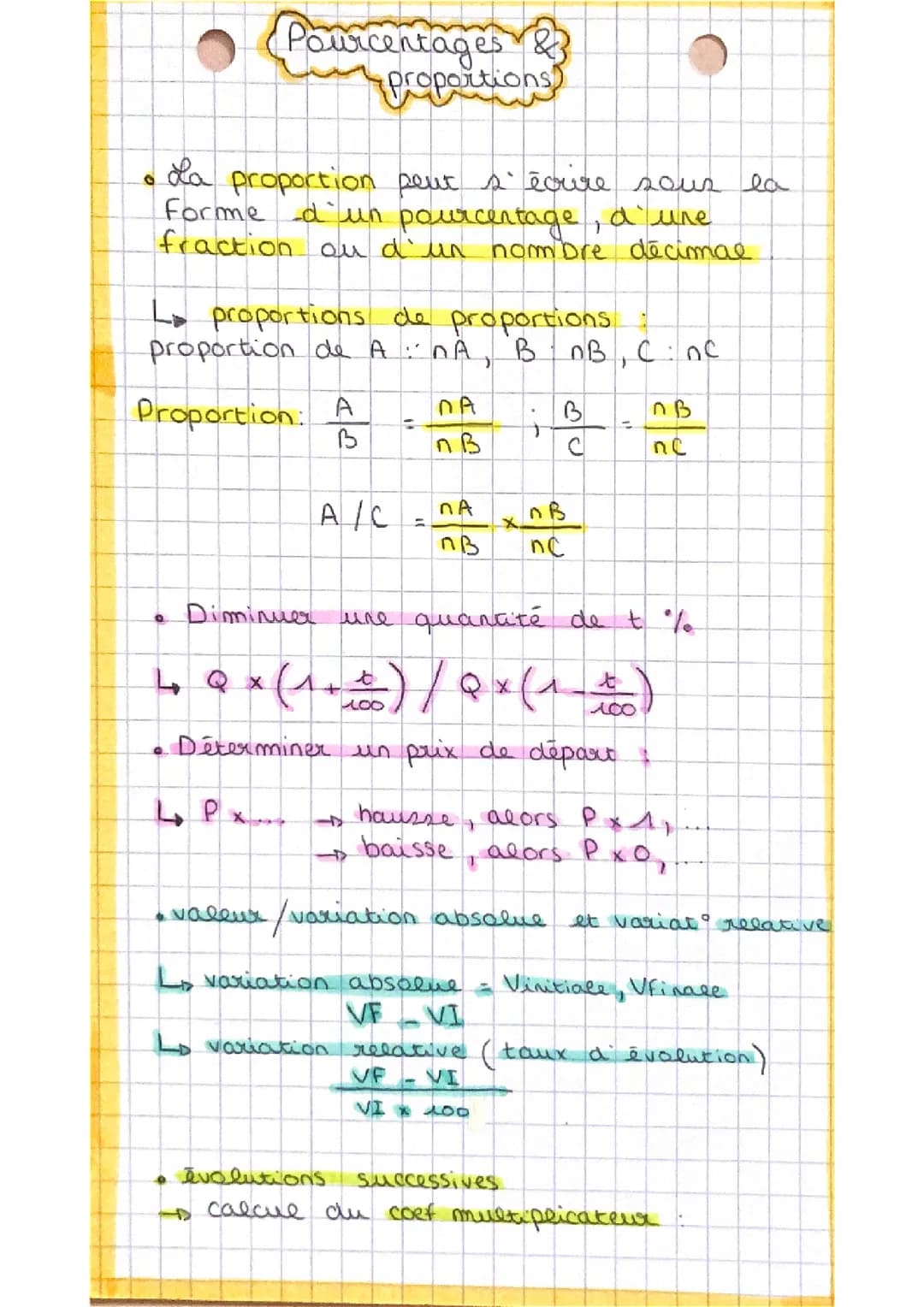Pourcentages et proportions 