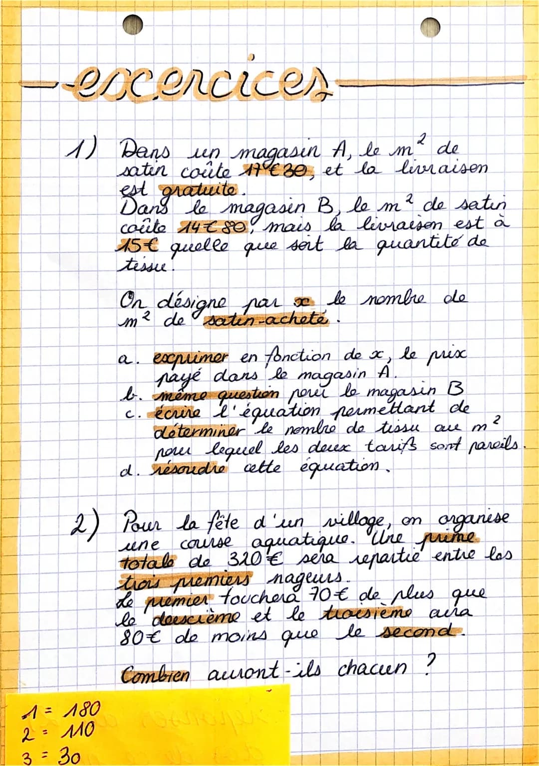 equations
problemes
•méthode
résoudre un problème en se ramenant
à une equation du premier degré.
1. choix de l'inconnue.
lors d'un problème