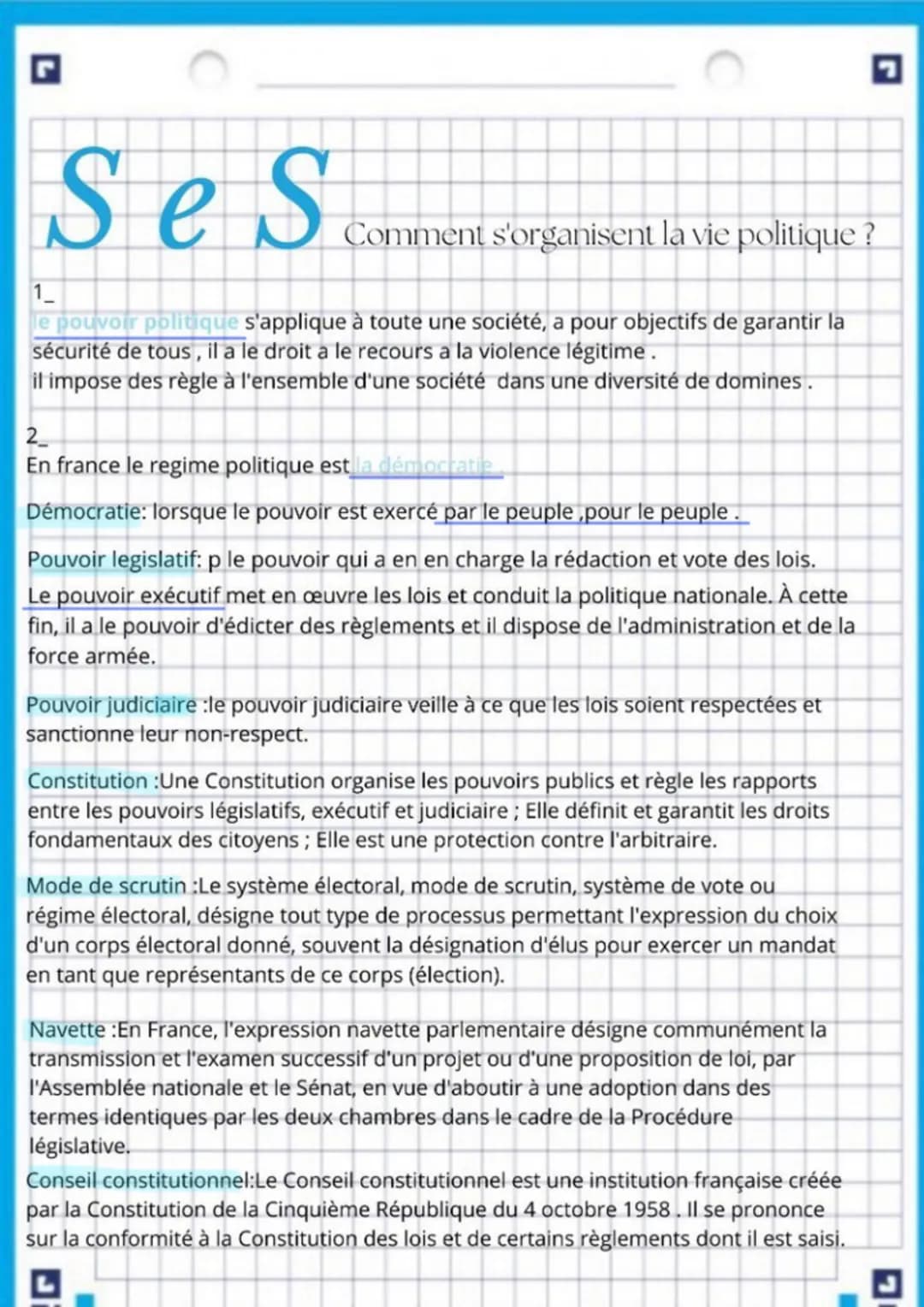 ses comments
Se
C
Comment s'organisent la vie politique ?
1_
le pouvoir politique s'applique à toute une société, a pour objectifs de garant