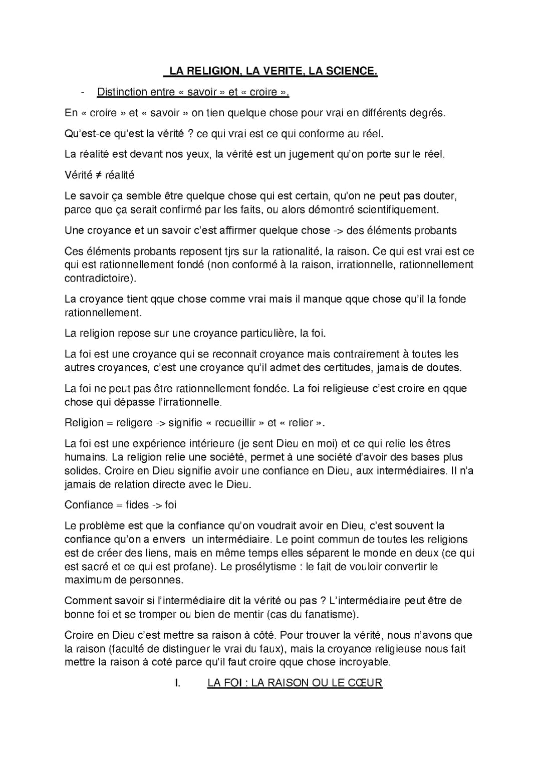 Philosophie Religion Vérité Science