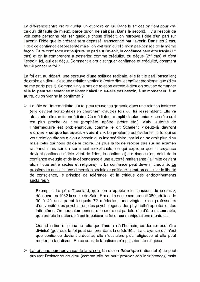 LA RELIGION, LA VERITE, LA SCIENCE.
Distinction entre « savoir » et « croire ».
En « croire » et « savoir » on tien quelque chose pour vrai 
