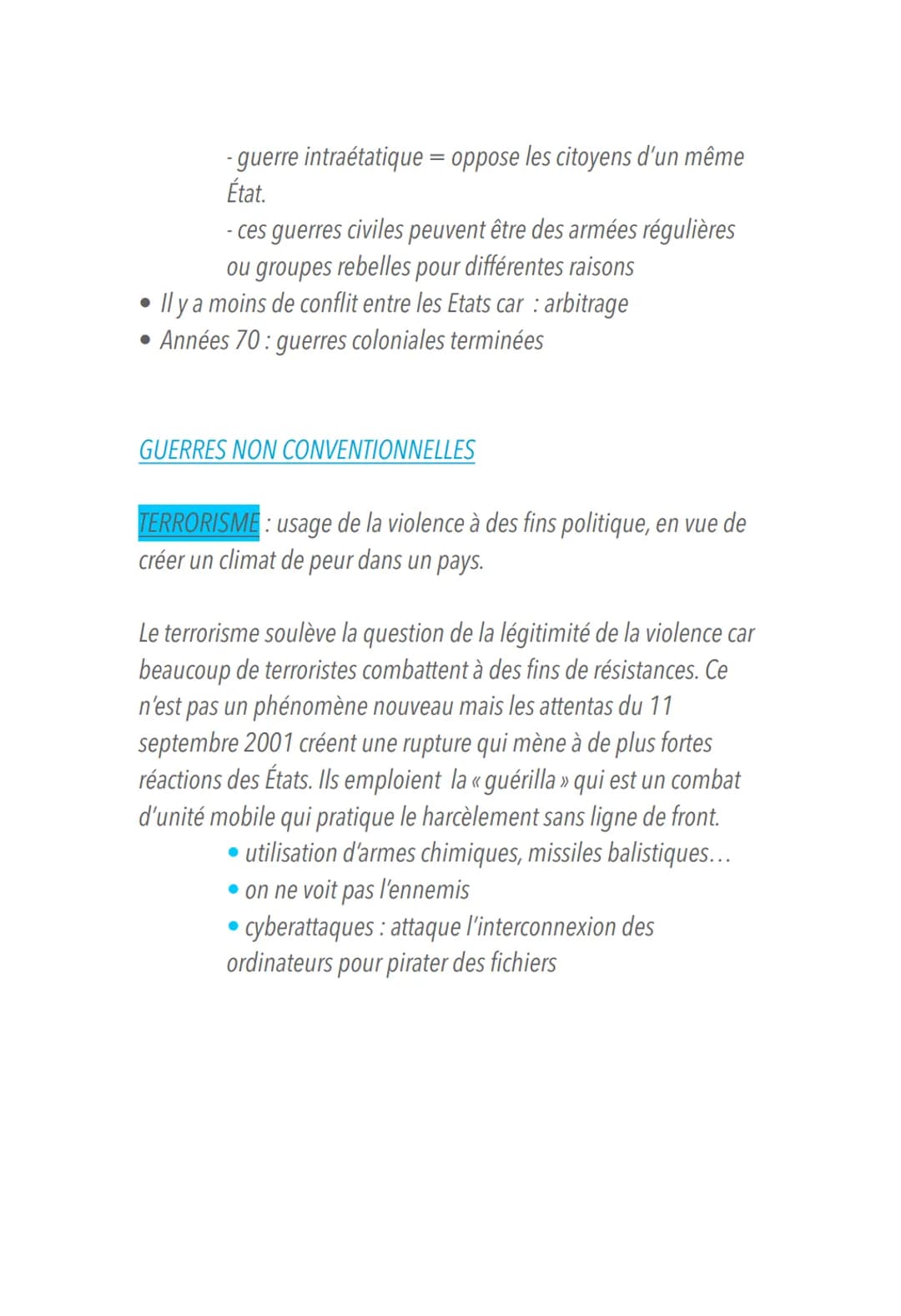 FAIRE LA GUERRE, FAIRE LA PAIX : FORMES DE
CONFLITS ET MODES DE RÉSOLUTION
GUERRE: conflit armé, affrontement violent, visant à résorber par