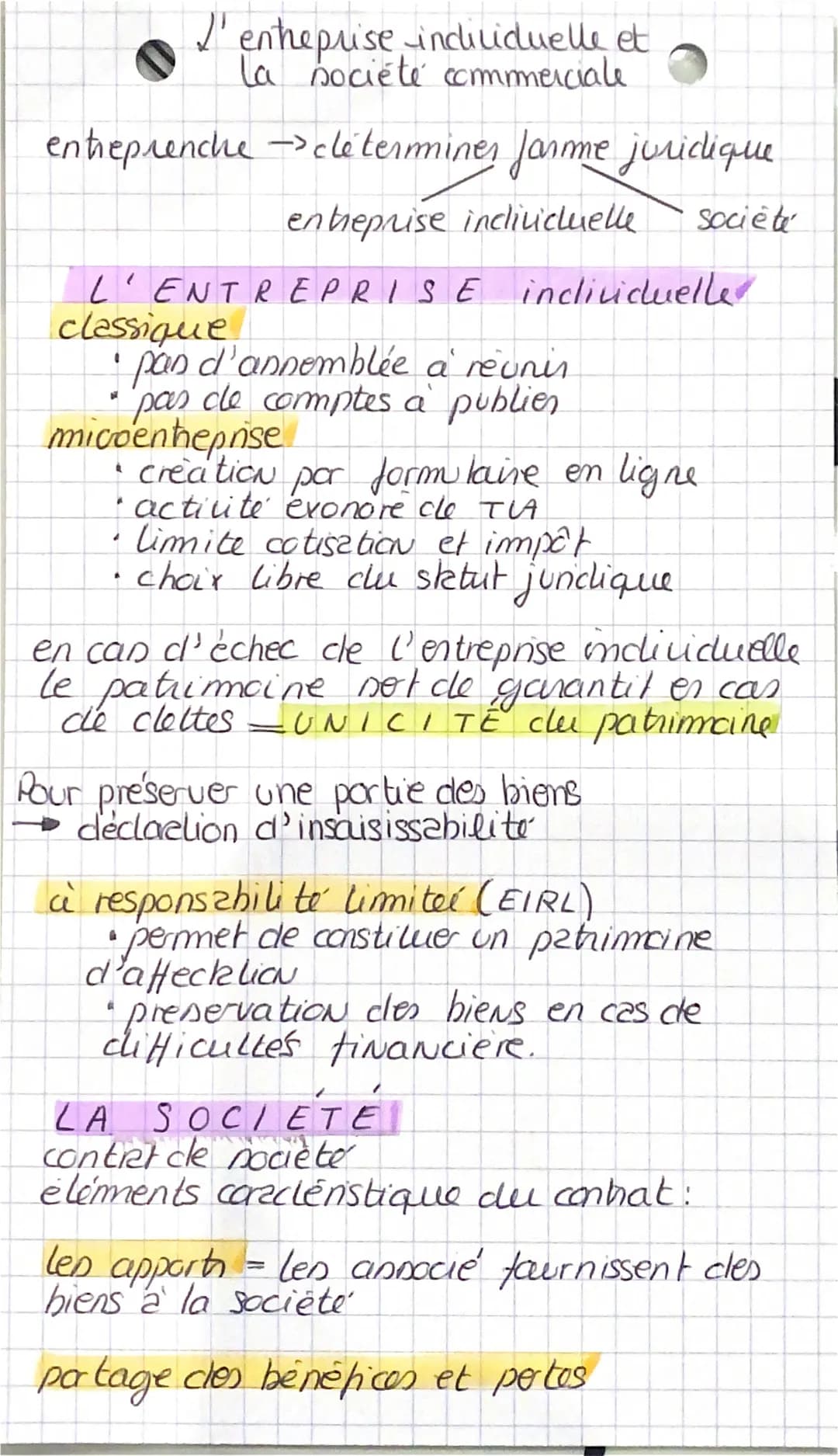 L'entreprise individuelle et
La société commerciale.
entreprenche-cléterminer farme juridique
entreprise inclividuelle Société
L'ENTREPRISE 