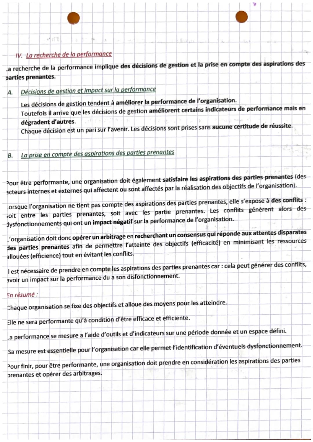gestion
chapitre 17
La notion de performance
Toute organisation se doit d'être performante afin d'assurer sa pérennité.
Définition
A.
1.
B.
