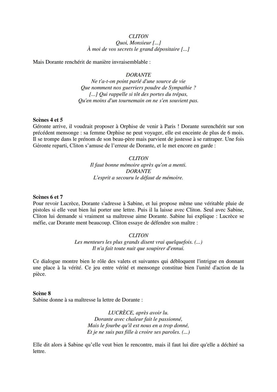 --- OCR Start ---
Corneille, Le Menteur, 1644
Résumé-analyse détaillé
Avec Le Menteur, en 1644, Corneille n'en est pas à son coup d'essai! I