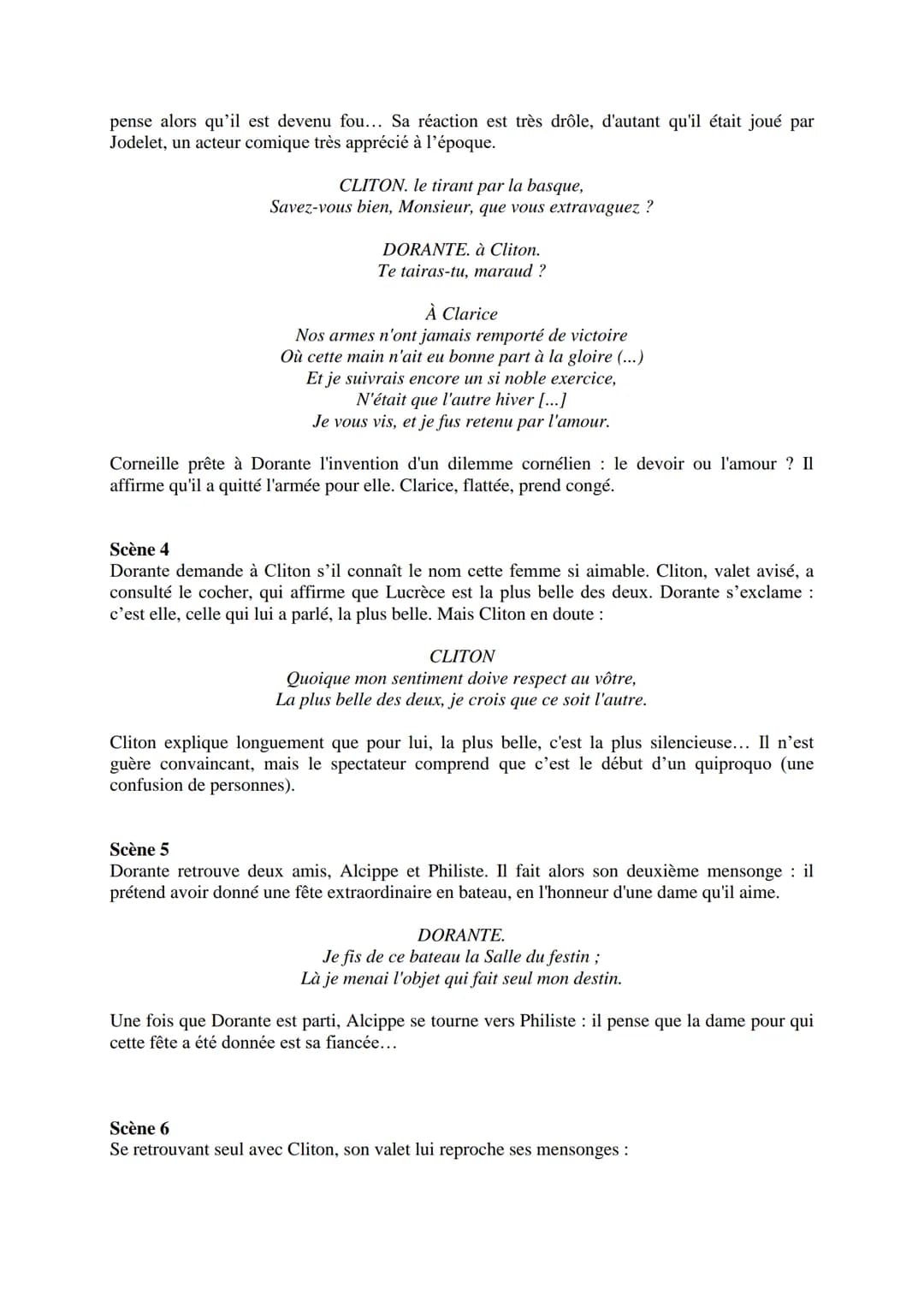 --- OCR Start ---
Corneille, Le Menteur, 1644
Résumé-analyse détaillé
Avec Le Menteur, en 1644, Corneille n'en est pas à son coup d'essai! I