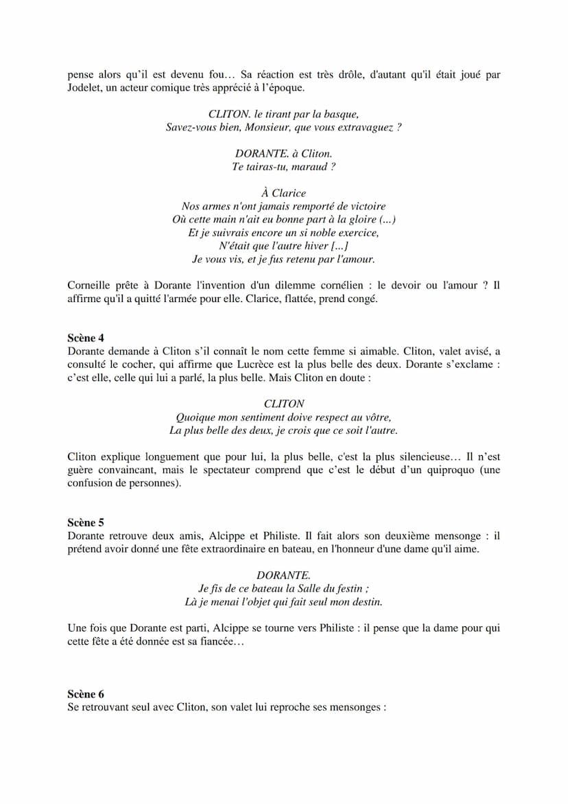 --- OCR Start ---
Corneille, Le Menteur, 1644
Résumé-analyse détaillé
Avec Le Menteur, en 1644, Corneille n'en est pas à son coup d'essai! I