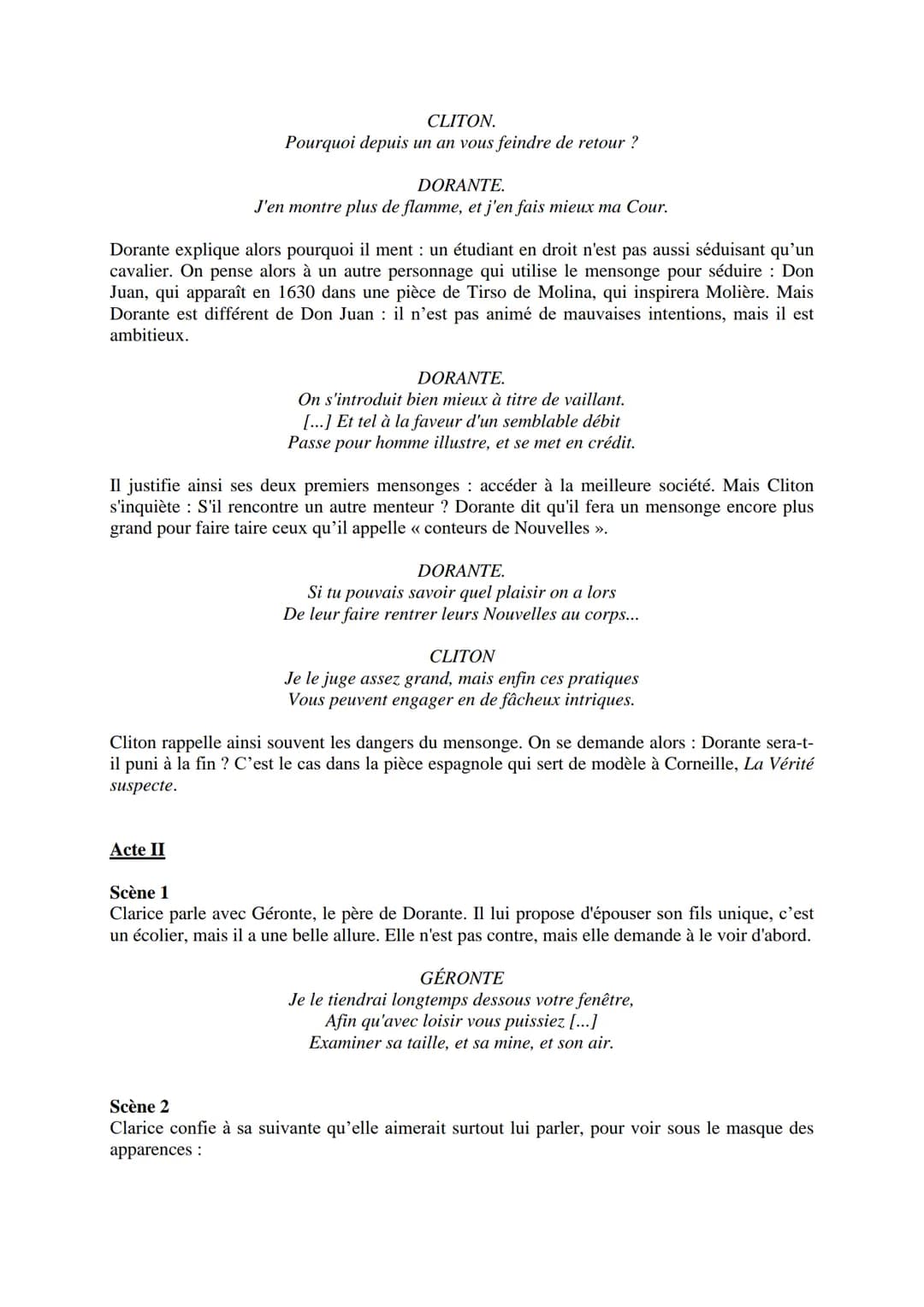 --- OCR Start ---
Corneille, Le Menteur, 1644
Résumé-analyse détaillé
Avec Le Menteur, en 1644, Corneille n'en est pas à son coup d'essai! I