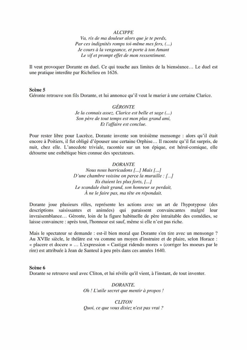 --- OCR Start ---
Corneille, Le Menteur, 1644
Résumé-analyse détaillé
Avec Le Menteur, en 1644, Corneille n'en est pas à son coup d'essai! I