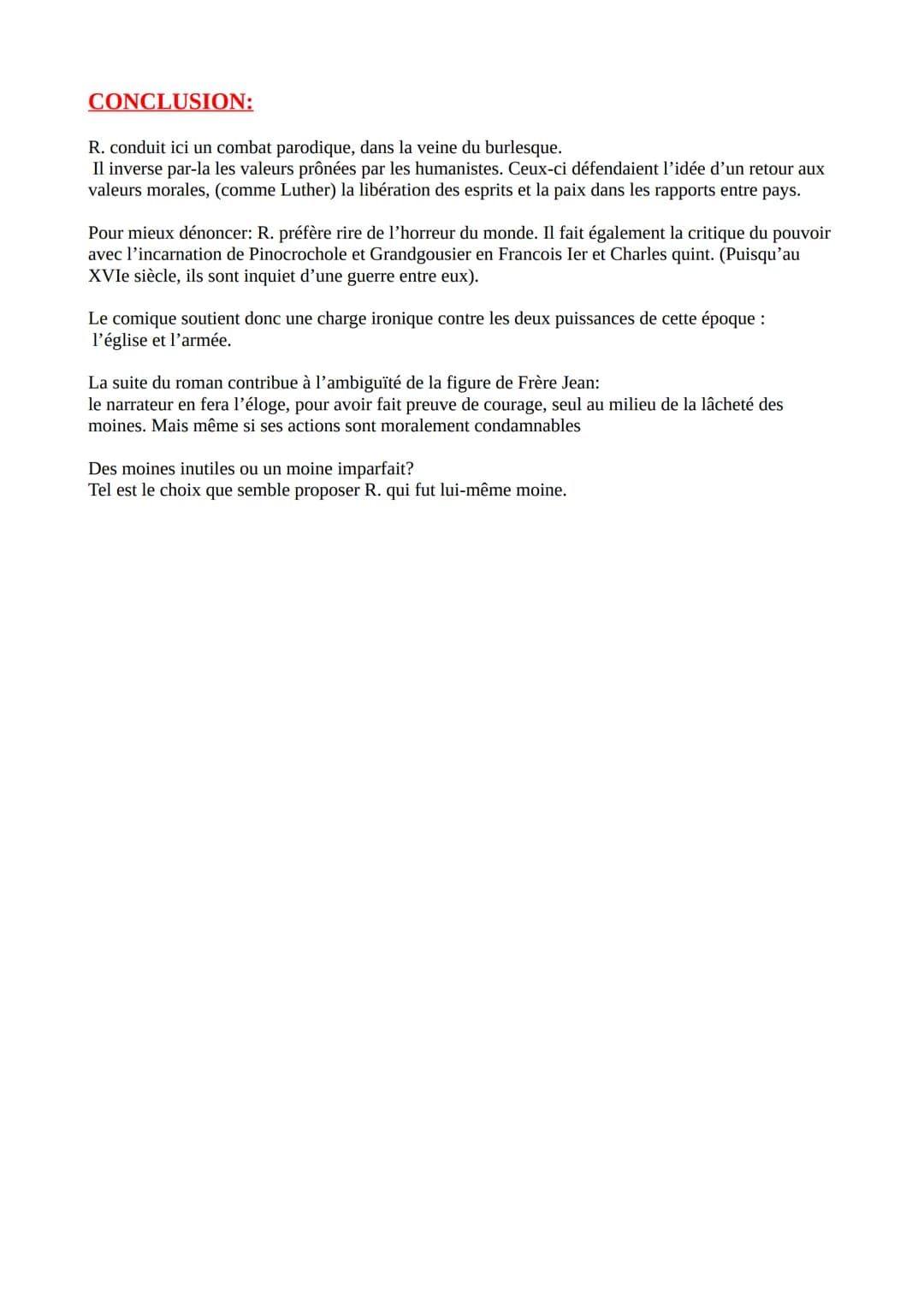 ANALYSE LINEAIRE:
François RABELAIS, Gargantua, Chap XXVII
INTRODUCTION:
François Rabelais est l'un des auteurs Français représentatif de la