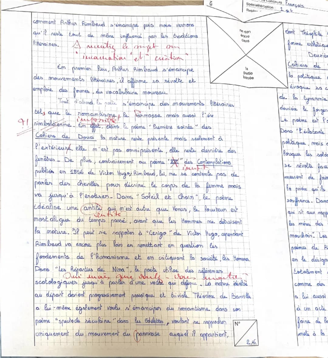NE RIEN ÉCRIRE
Examen ou Concours Français
Spécialité/option:
Repère de l'épreuve :
Épreuve/sous-épreuve :
194
(Préciser, s'il y a lieu, le 