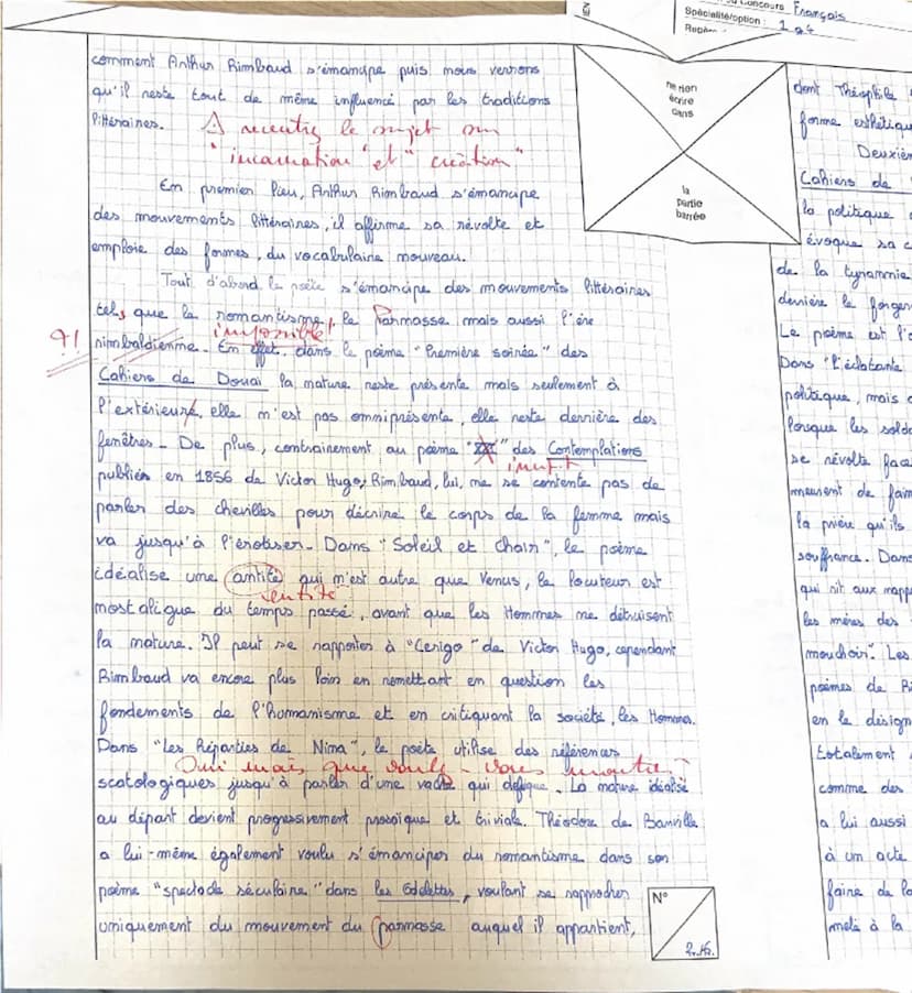 NE RIEN ÉCRIRE
Examen ou Concours Français
Spécialité/option:
Repère de l'épreuve :
Épreuve/sous-épreuve :
194
(Préciser, s'il y a lieu, le 