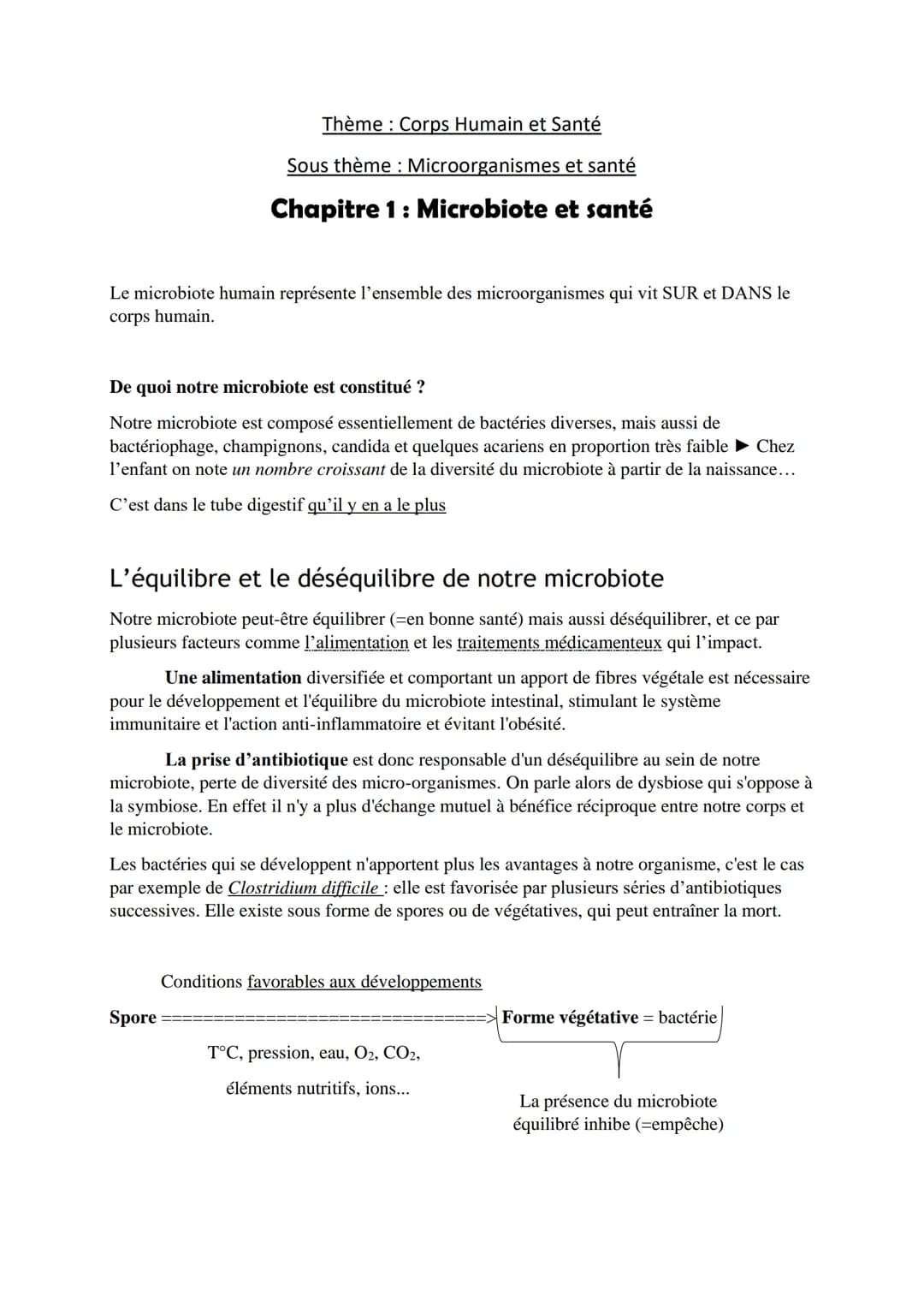 Thème: Corps Humain et Santé
Sous thème : Microorganismes et santé
Chapitre 1: Microbiote et santé
Le microbiote humain représente l'ensembl