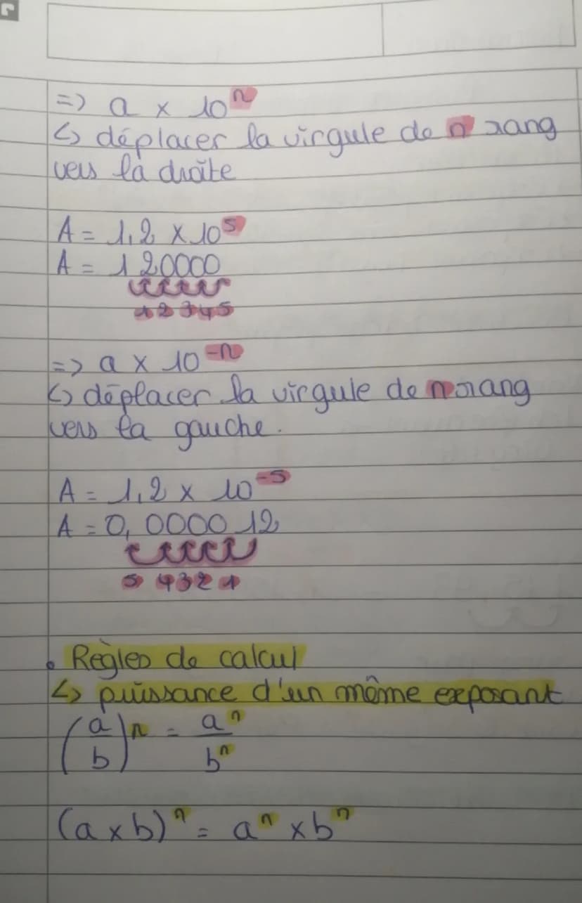 Hemo notions
Breuek 3e
Puissance d'un nombre
Présentation
→ Exposant positif => 53
Exposant nul => 12
Exposant négatif => 10-2 = 0,01
Ecritu