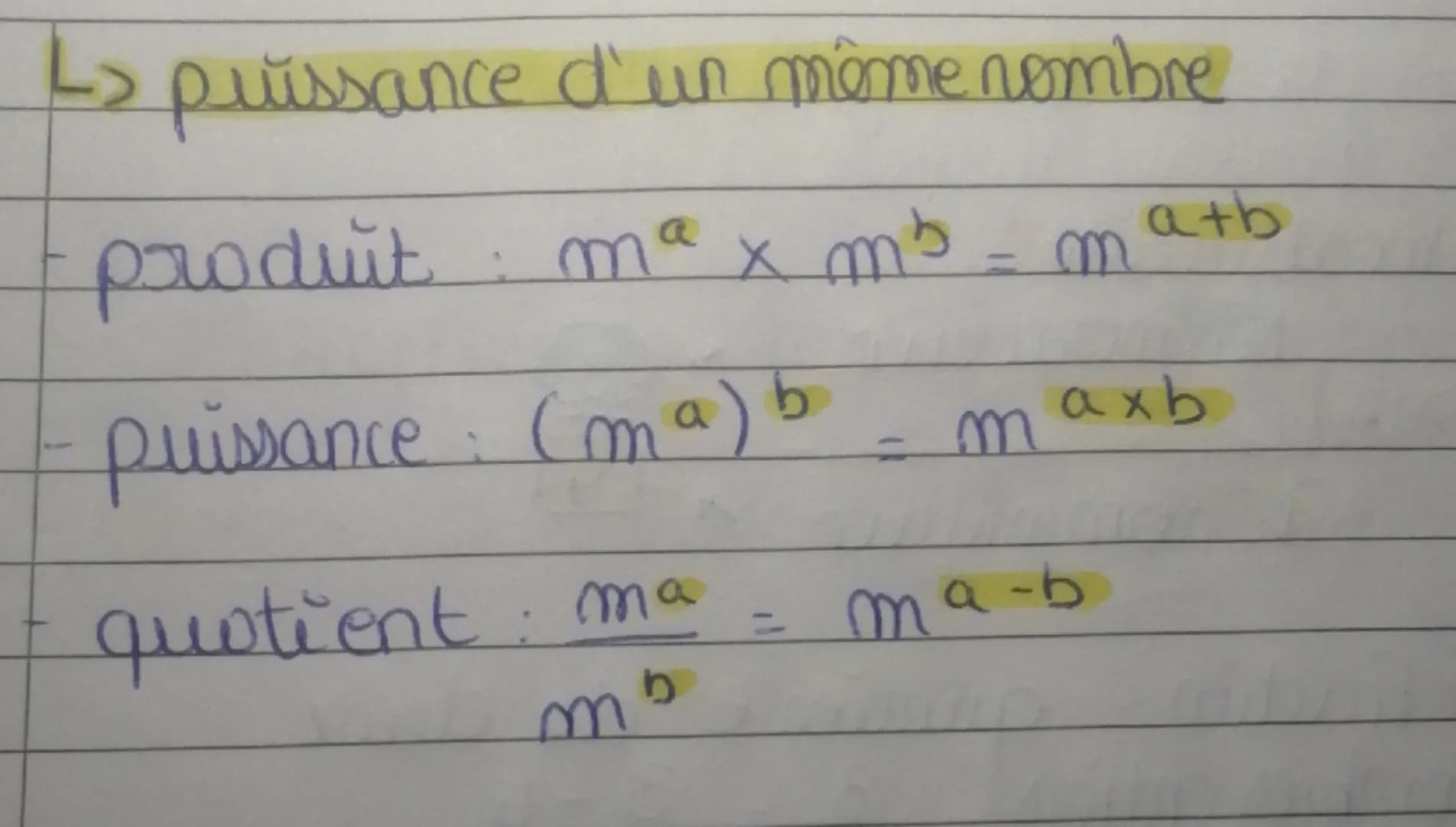 Hemo notions
Breuek 3e
Puissance d'un nombre
Présentation
→ Exposant positif => 53
Exposant nul => 12
Exposant négatif => 10-2 = 0,01
Ecritu