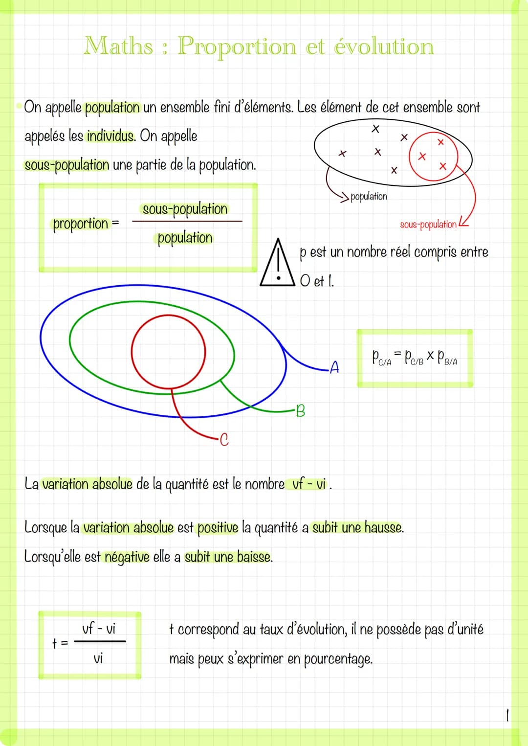Maths Proportion et évolution
On appelle population un ensemble fini d'éléments. Les élément de cet ensemble sont
X
appelés les individus. O