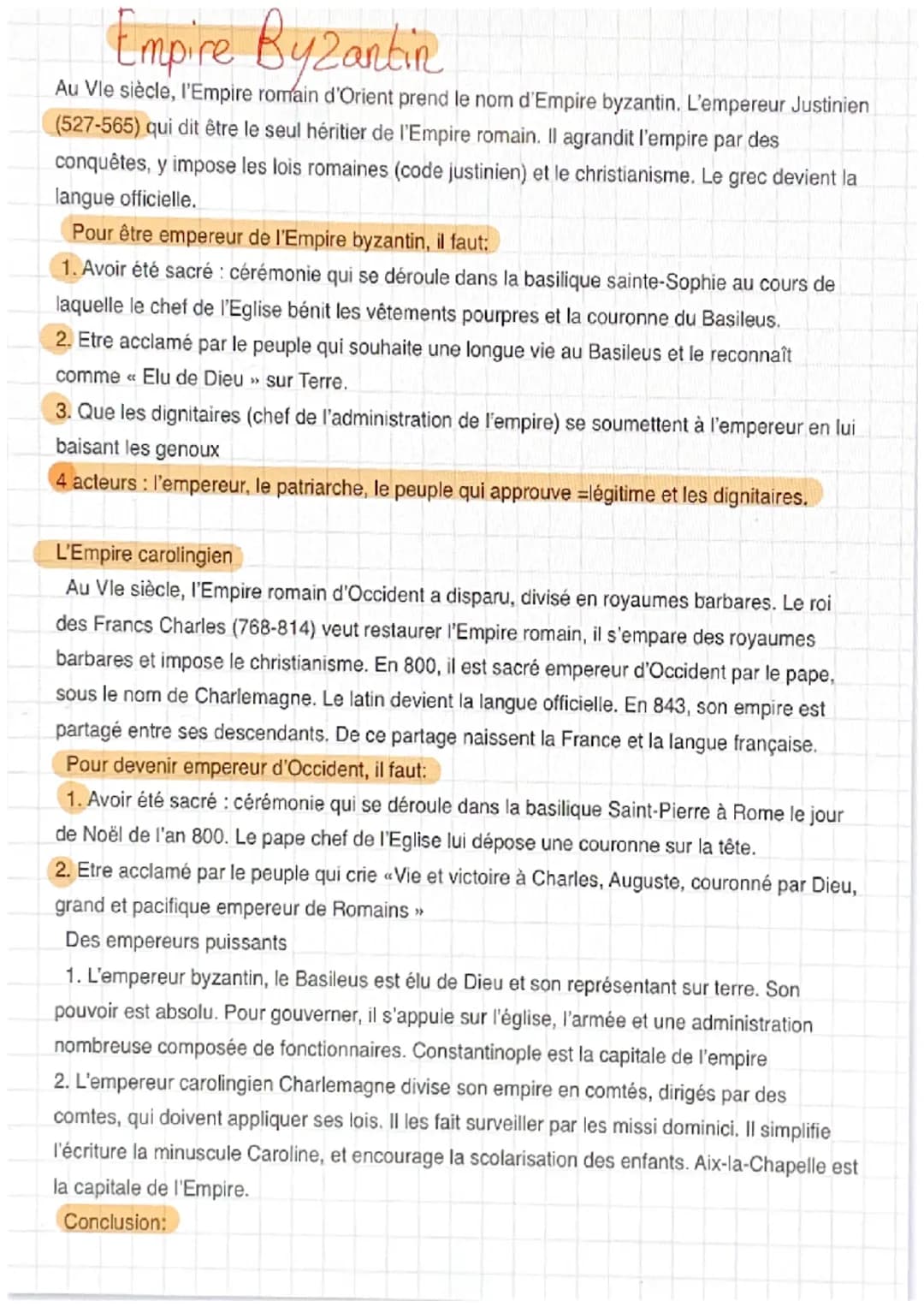 476
Histoire géographie
Chute de l'empire romain
D'Occident
395.
L'empire romain Est
Partage en2
Vle.
Règne de justinien.
L'empire byzantin
