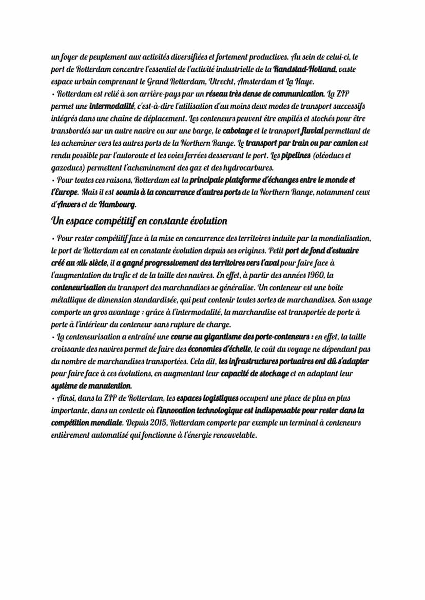 Rotterdam : un espace industrialo-portuaire européen de
dimension internationale
la mondialisation a entraîné la littoralisation des activit