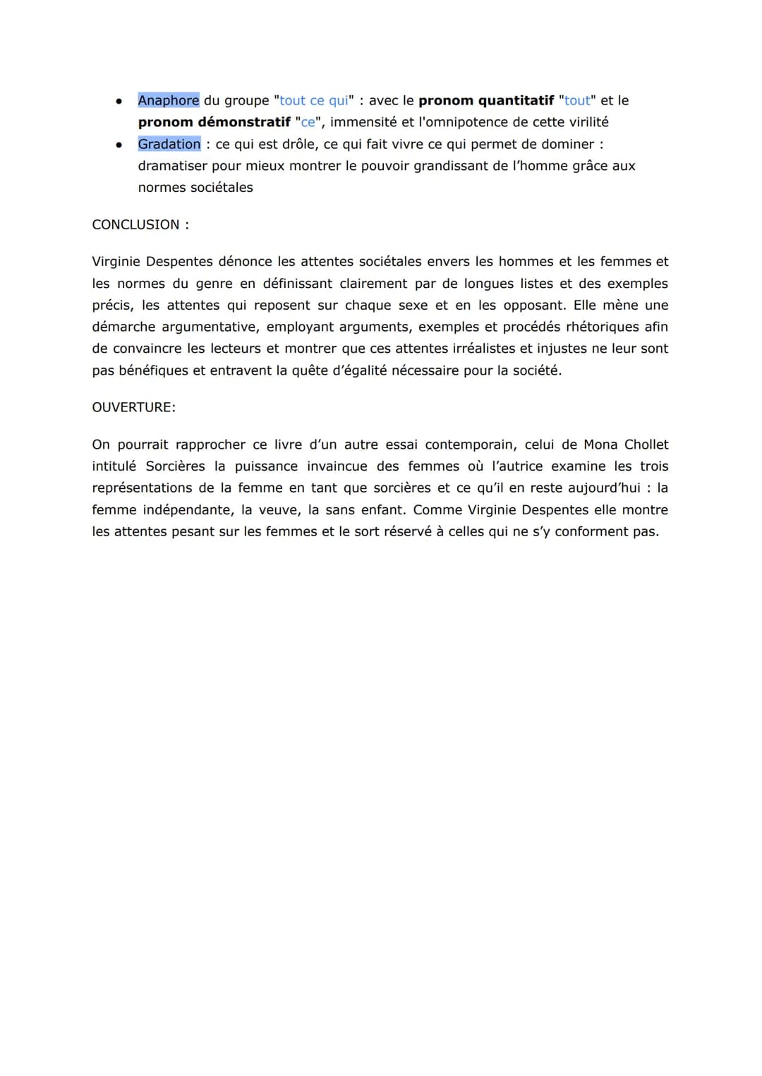 ●
Féminité définie comme putasserie : extrêmement vulgaire, dans lequel on
entend une insulte misogyne, dégradante
V.D. retourne ce terme et