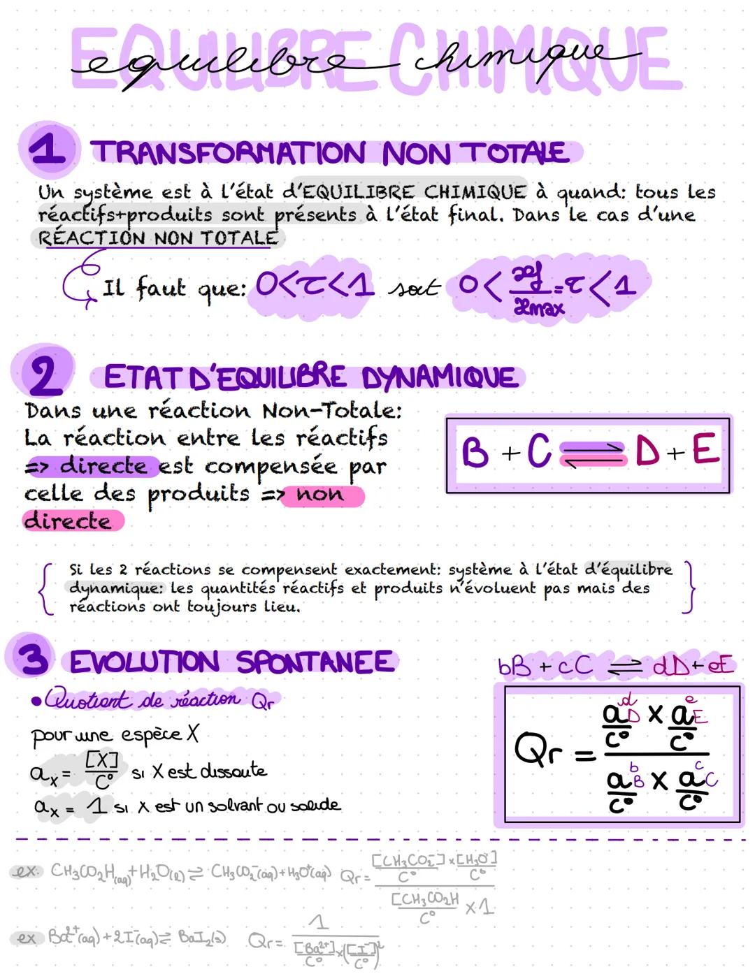 • Constante d'équilibre K(T)
Toute réaction chimique est associée à une constante
d'équilibre K(T) (sans unité) qui dépend de la
température