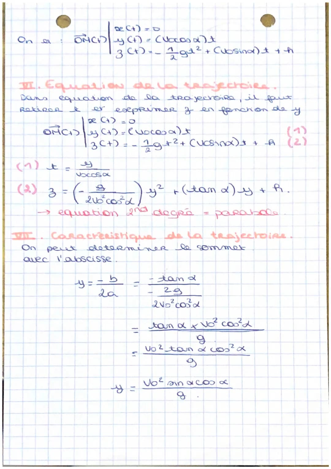 On parle de chute
Libre si il n'est soumis
Si il a
vitesse
qu'à son poids.
initiale (angle a alors il y aura trajectoira
parabolique
I. Bila