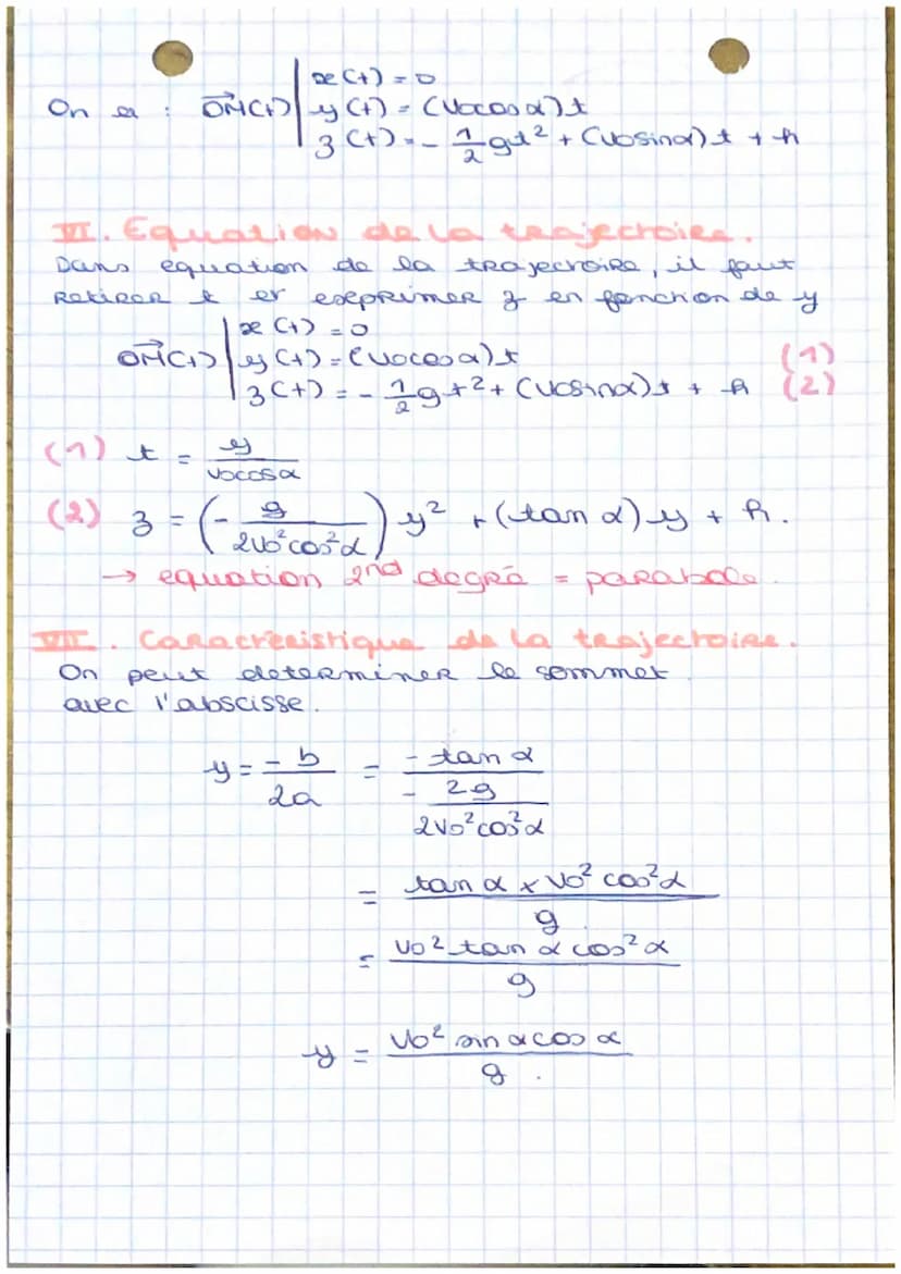 On parle de chute
Libre si il n'est soumis
Si il a
vitesse
qu'à son poids.
initiale (angle a alors il y aura trajectoira
parabolique
I. Bila