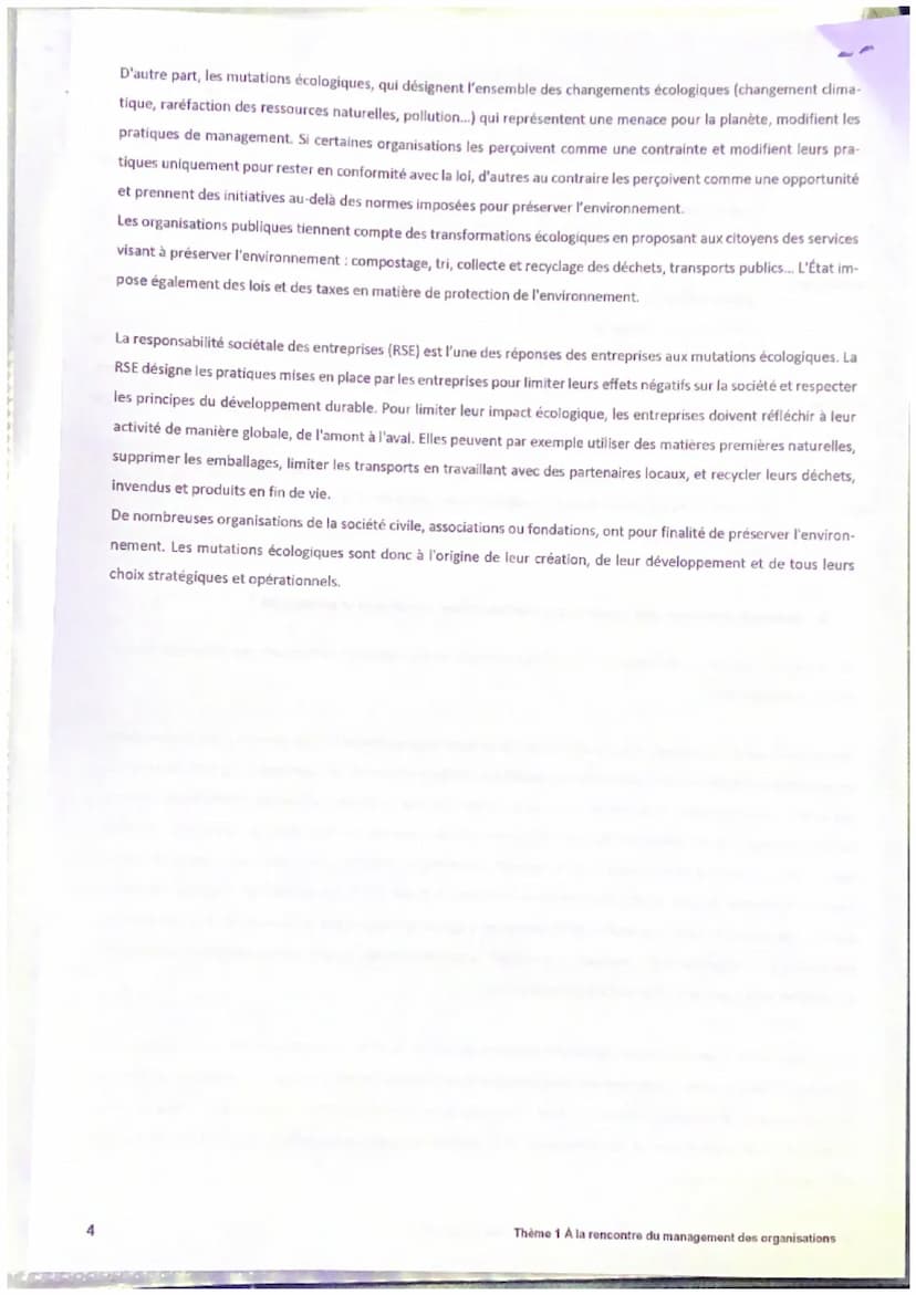 Chapitre 6 : L'influence de l'environnement sur le management des organisations
1. Quels sont les facteurs internes qui influencent le manag