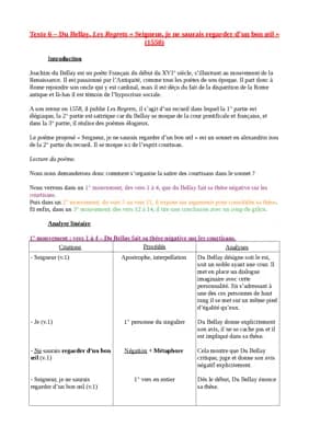 Know Les regrets, Seigneur je ne saurais regarder d'un bon œil, Analyse linéaire  thumbnail