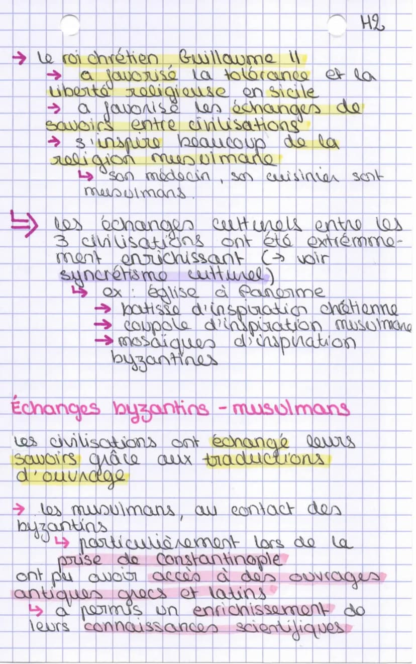 oire
his to
H2
La méditerranée médiévale :
espace d'échanges et de conflits
- XIe siècle - conquête de la sicile
par les chrétiens
10 1146-
