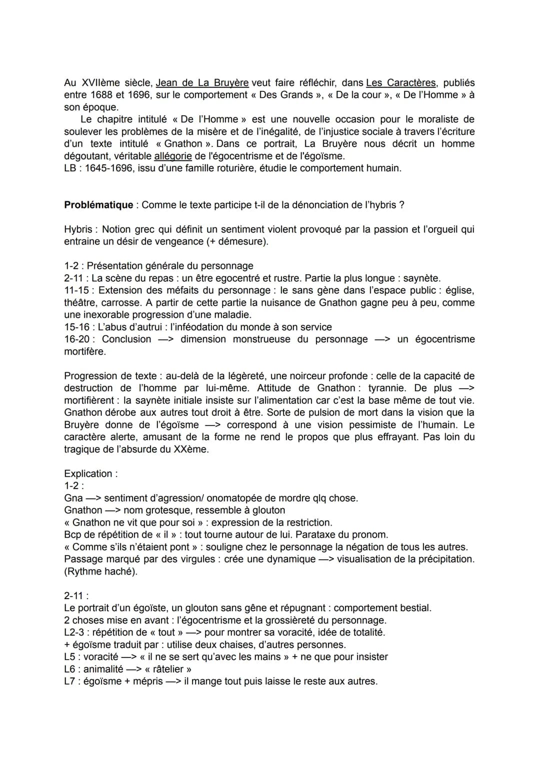 Au XVIIème siècle, Jean de La Bruyère veut faire réfléchir, dans Les Caractères, publiés
entre 1688 et 1696, sur le comportement << Des Gran