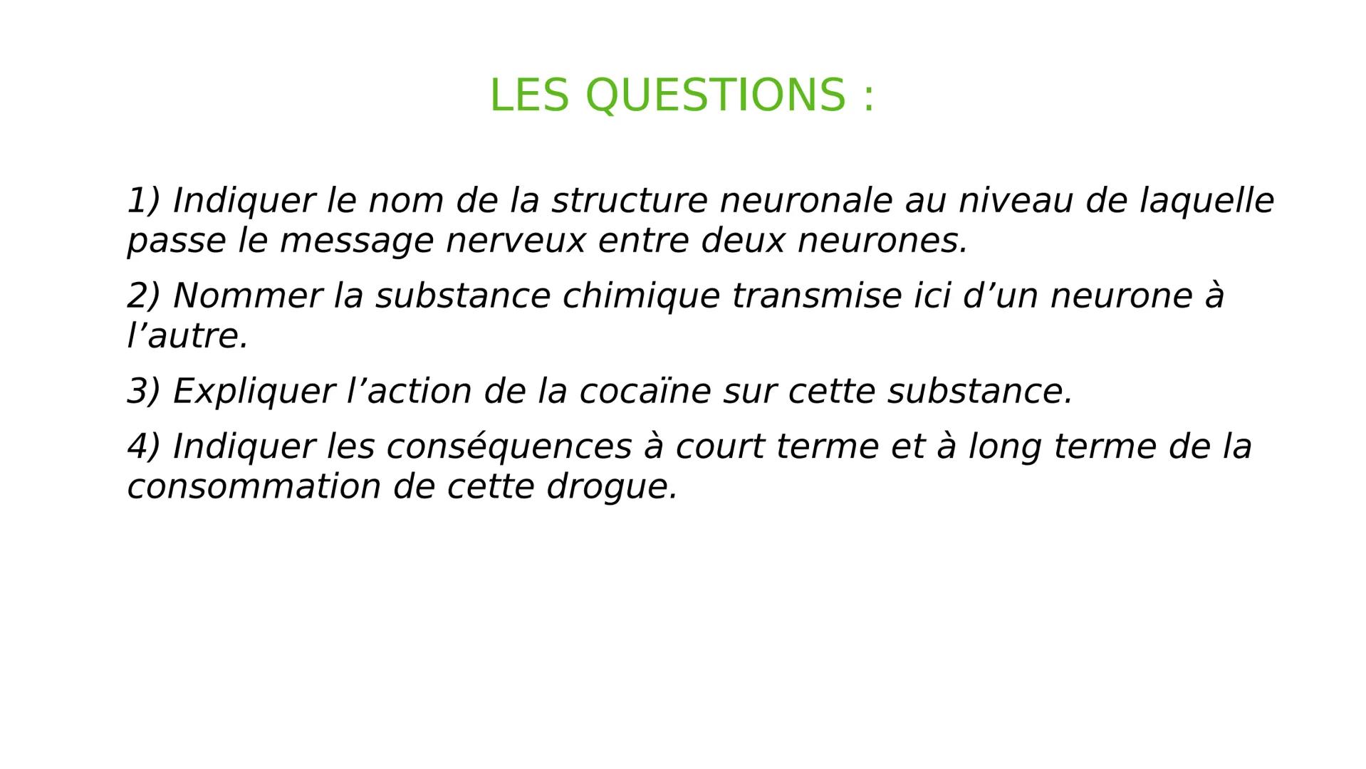 Comprendre la
communication entre les
neurones
Étude du mode d'action des drogues
sur le système nerveux
HO
Objectif
BREVET !
(SVT)
HO
Dopam