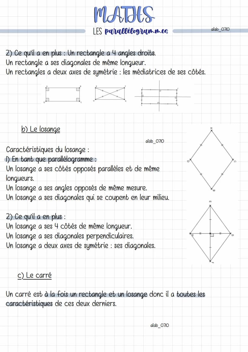 D
MATHS
LES parallelogrammes
Définition: Un parallelogramme est un quadrilatère qui a ses côtés opposés
parallèles
A
C
B
(AB) // (DC) et (AD