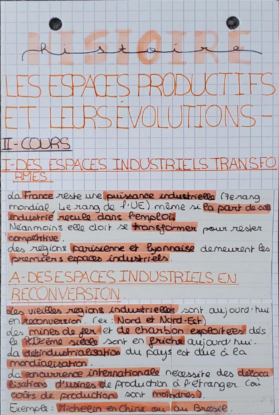# Histoire

LES ESPACES PRODUCTIFS
ETLEURS EVOLUTIONS-

I-DEFINITIONS

Espace productip = espace aménagé et mis en
Valeur pour une activité 